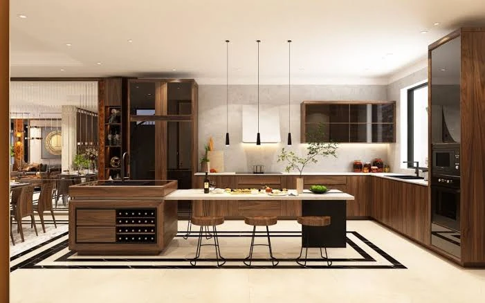 Phòng bếp có kèm bàn đảo bếp đang ngày càng được các gia chủ yêu thích vì tính tiện nghi và độ thẩm mỹ cao